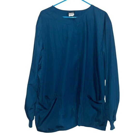 Cherokee Workwear Authentic Button-Up Jacket 2XL Blue 65% Polyester 35% Cotton - Picture 1 of 8